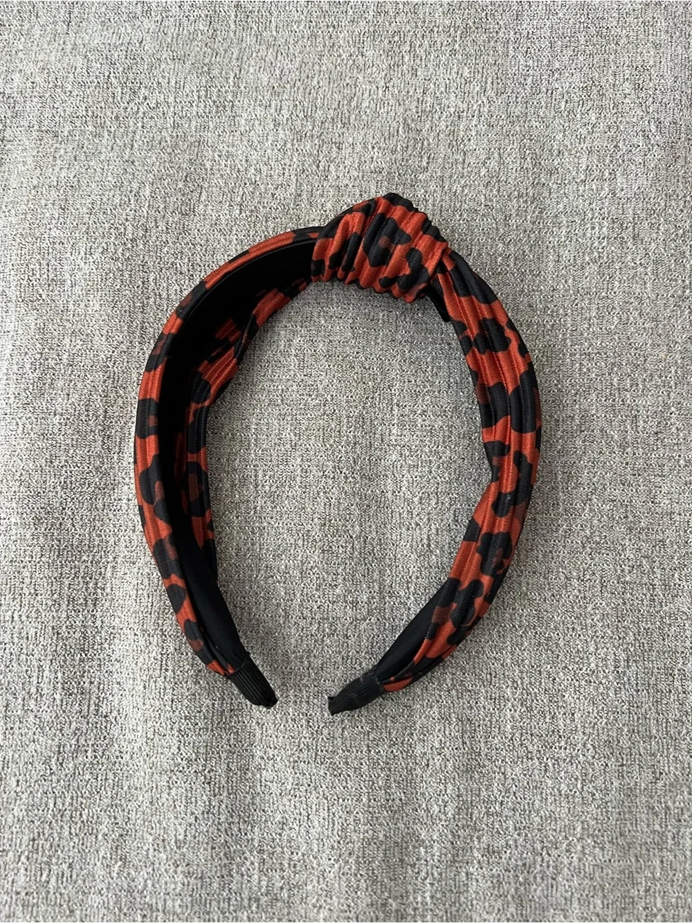 Knotted Leopard Print Headband in Rust Brown and Black